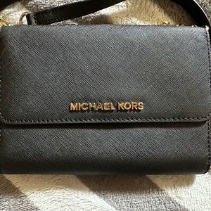 Michael Kors Black Leather Crossbody Bag